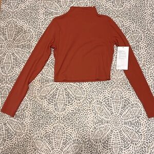 Lululemon All Aligned Mock Neck, burnt orange color, size 6, cropped